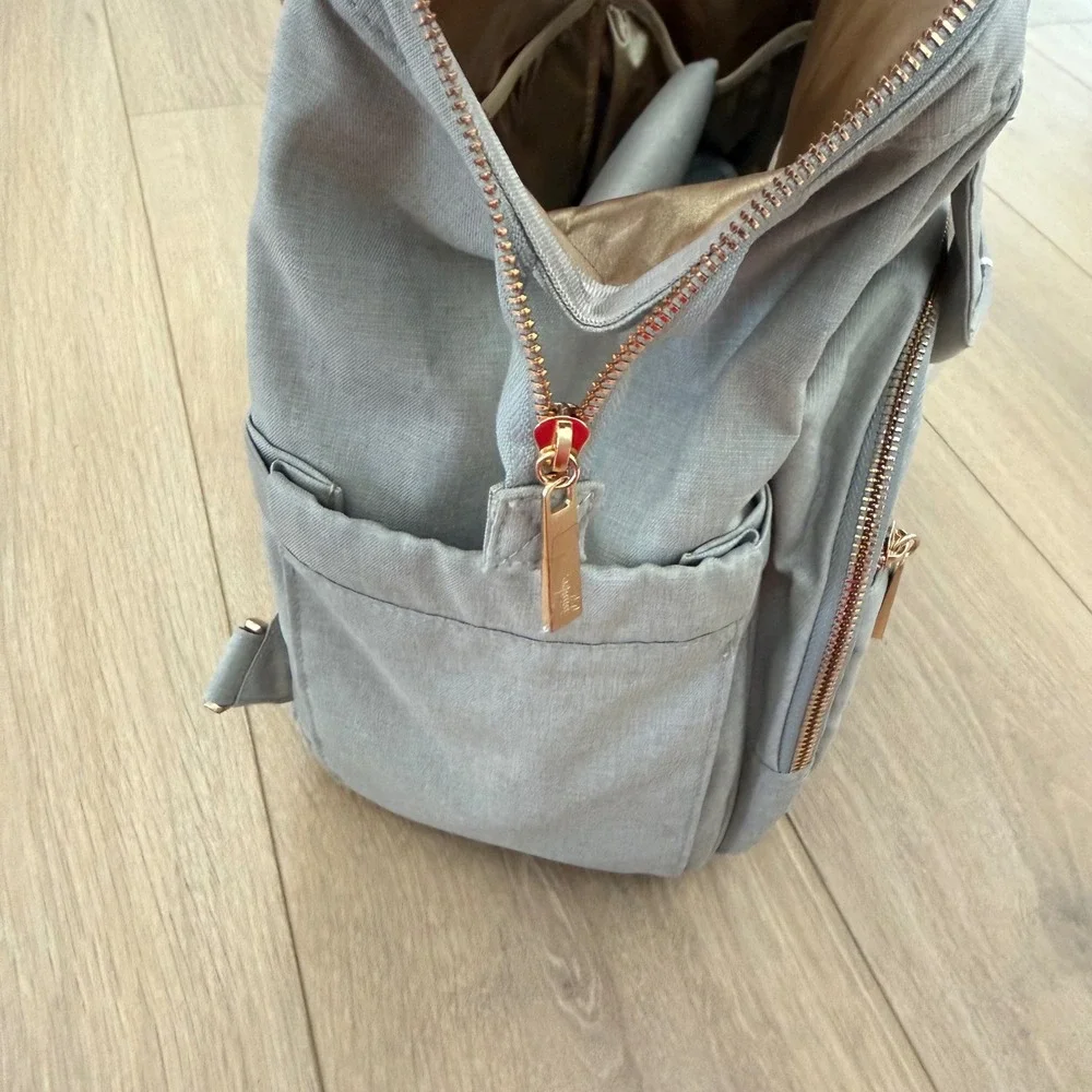 Jujube Dr. BFF Diaper Bag Pebble Gray Rose Gold Hardware New With Tags